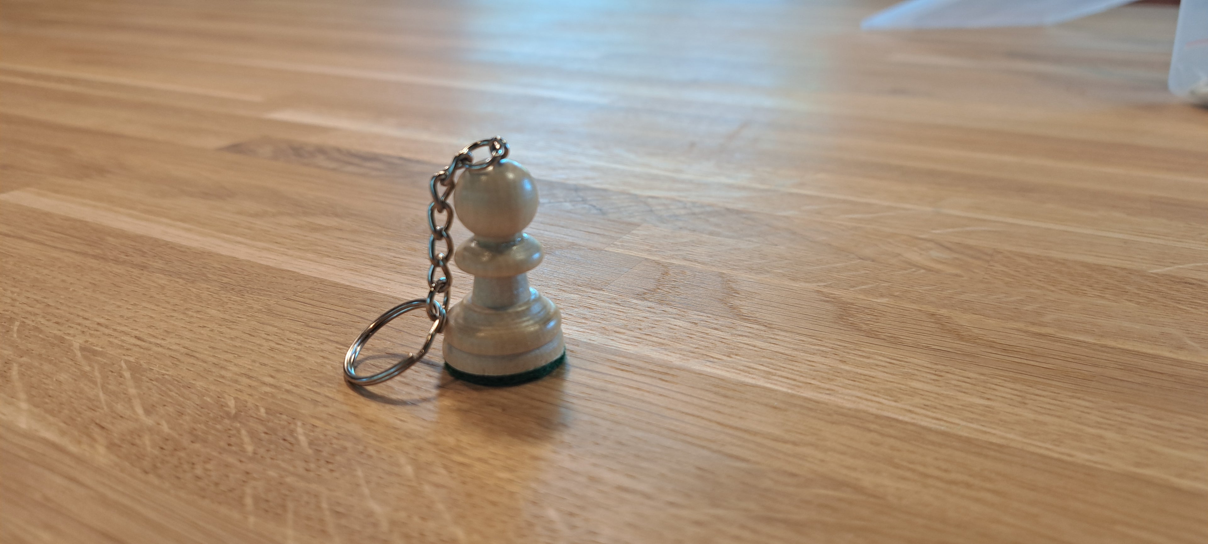 White Pawn Chess Keyring - Wooden Chess Piece Pendant