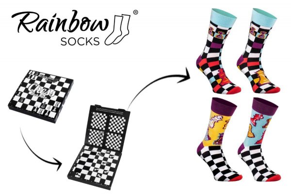 Rainbow Chess Socks – Size 47–50, 2 Pairs Gift Box – image 2
