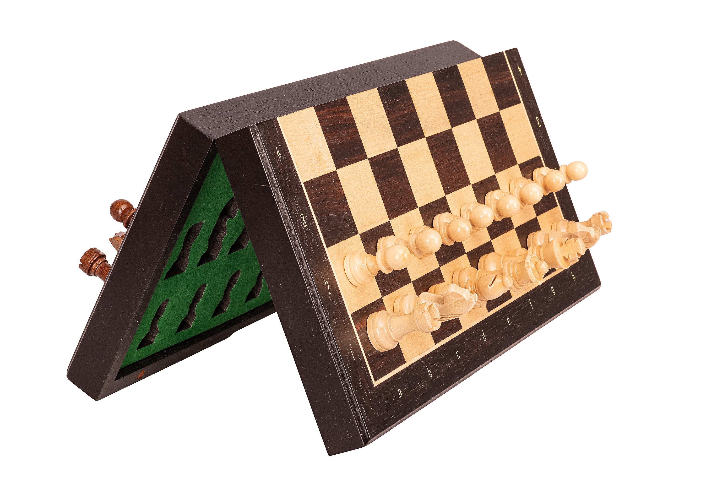 Magnetic Travel Chess Set — Black, 33×33 cm Wooden Folding Case