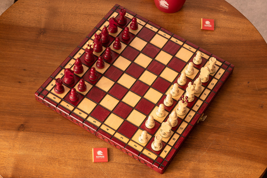 Small Pearl Chess Set with Insert — Cherry, 36×36 cm