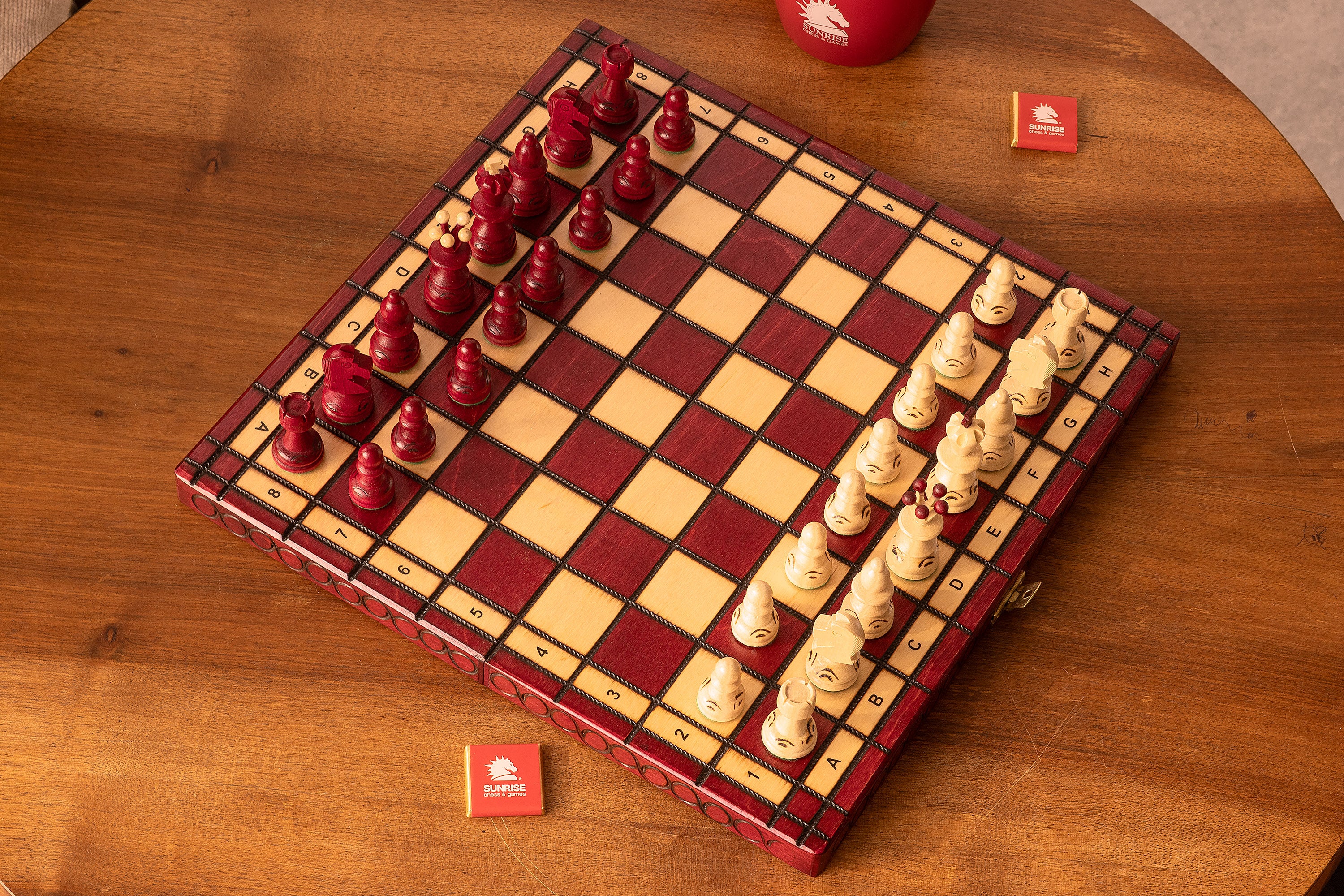 Small Pearl Chess Set with Insert — Cherry, 36×36 cm