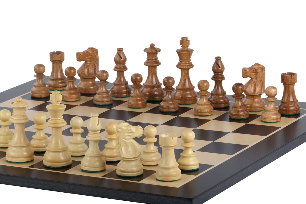 No.6 Black Chessboard + 3.75" French Acacia Pieces — Tournament Set