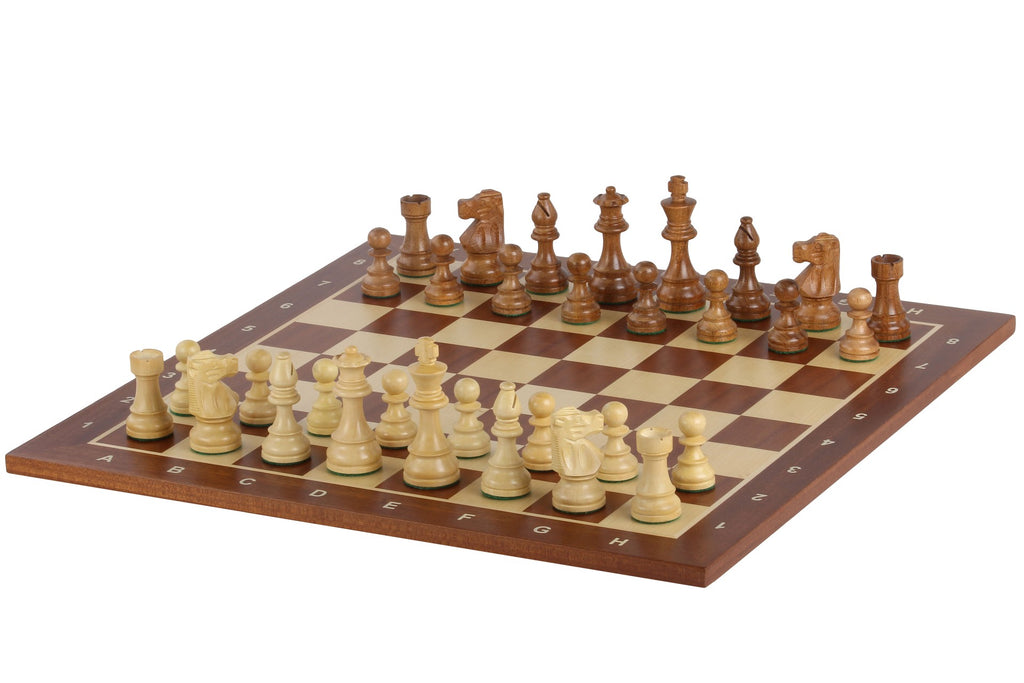 No.5 Sapele Chessboard + 3.5" French Acacia Pieces — Tournament Set