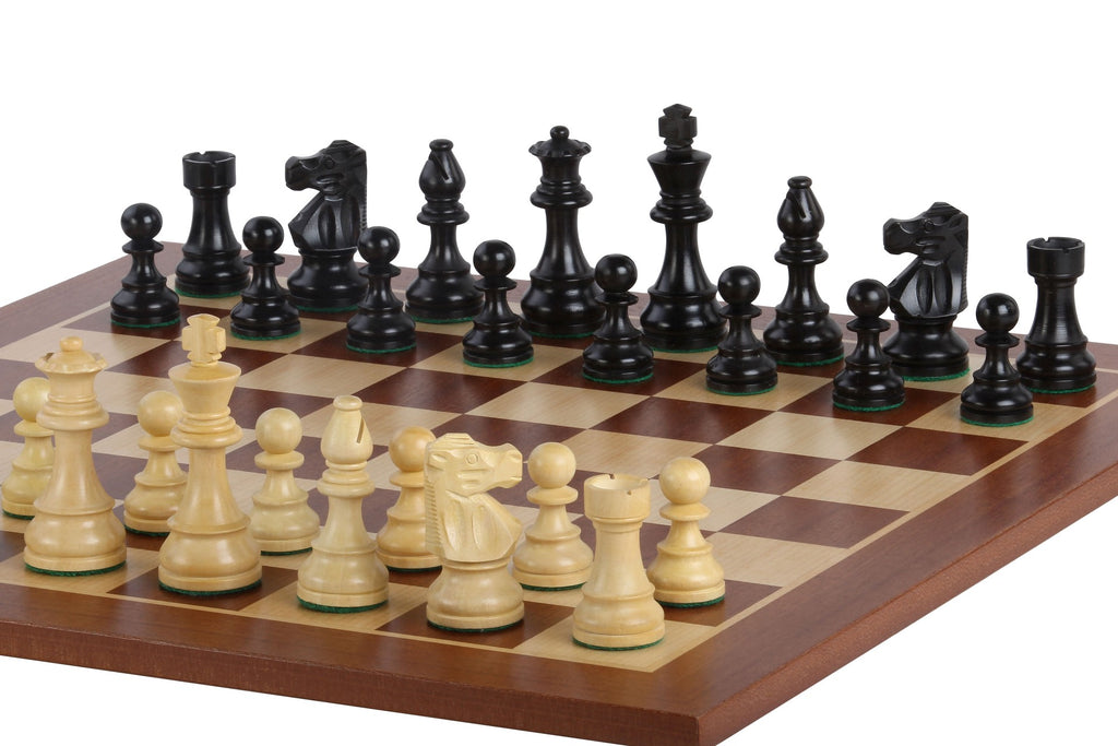 No6 Sapele Chessboard + 3.75" French Ebonised Pieces — Complete Tournament Set