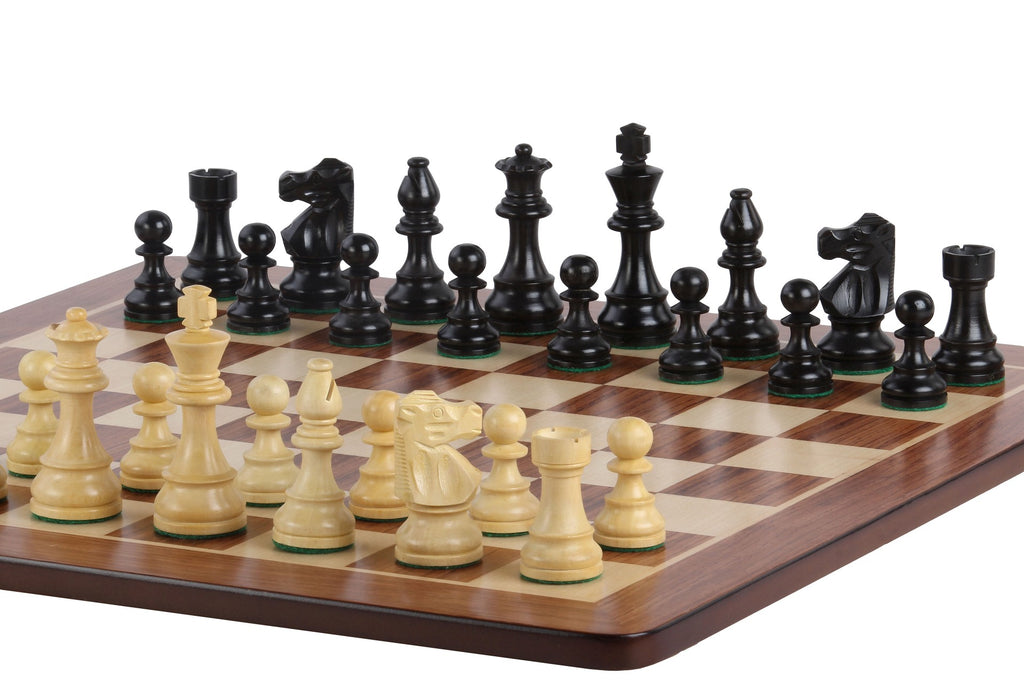 No.6 Padauk Chessboard + 3.75" French Ebonised Pieces — Tournament Set