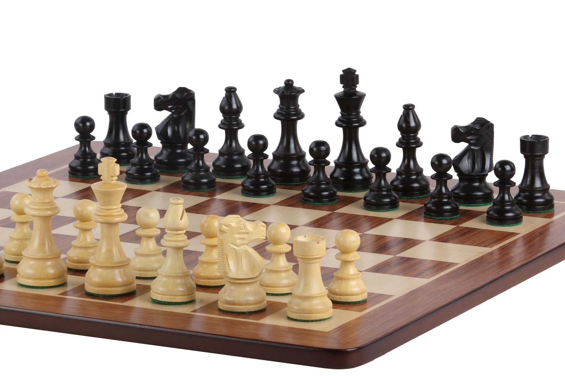 No.5 Padauk Chessboard + 3.5" French Ebonised Pieces — Tournament Set