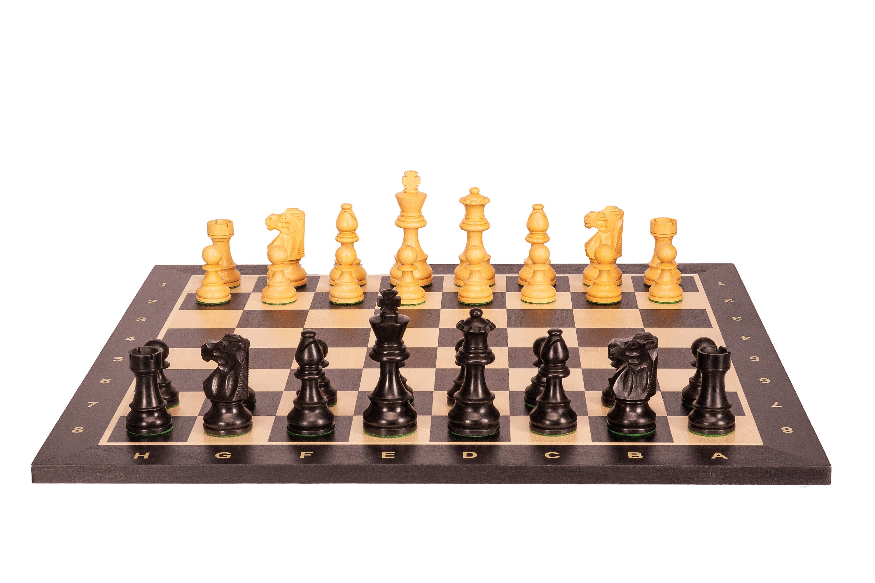 No.6 Black Chessboard + 3.75" French Ebonised Pieces — Tournament Set